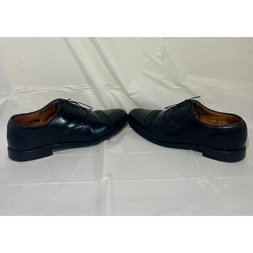 Allen Edmonds 9.5 B Mens Dress Shoes Hale Black Leather Brocade Oxfords ($425) - Picture 12 of 15